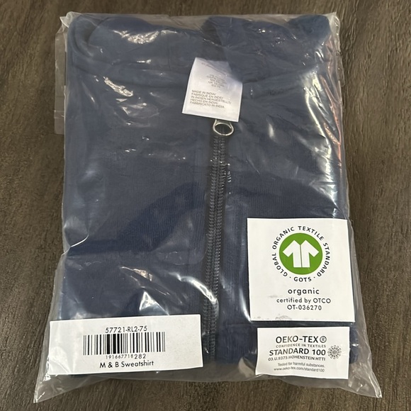 NWT Hanna Andersson Navy Blue Organic Cotton Hooded Zipper Jacket - Picture 2 of 3